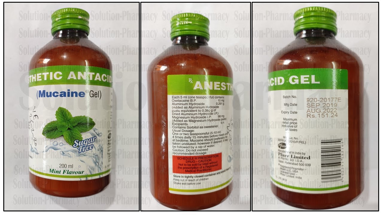 Watch video Mucaine Gel | Anaesthetics and Antacid | Useful in Peptic Ulcer | Mucaine Gel Syrup Details Now Mucaine Gel | Anaesthetics and Antacid | Useful in Peptic Ulcer | Mucaine Gel Syrup Details