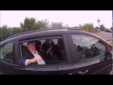 Cyclist stops Jeremy Corbyn at the lights to wish him good luck.