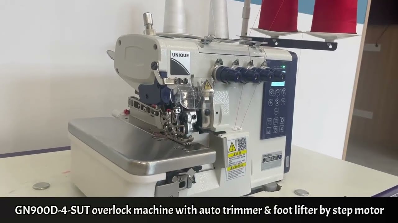 High speed overlock sewing machine with automatic thread trimmer & foot lifter