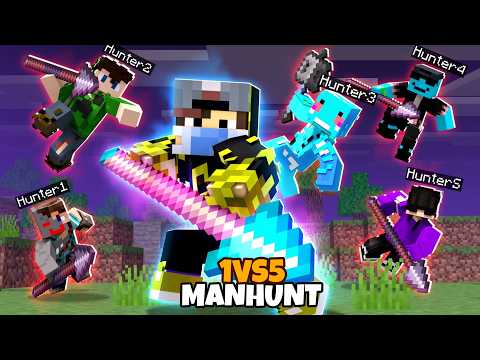 1 VS 5 Speedrunner VS Hunter FINALE | Minecraft Manhunt