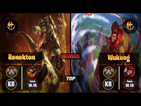 Challenger RENEKTON [Conqueror] (Top) VS  WUKONG - Challenger KR Patch 10.16
