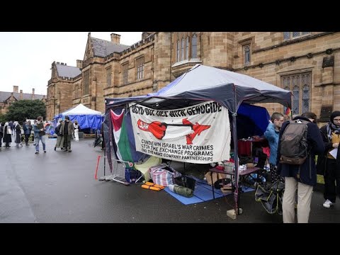 Video Thumbnail: Pro-Palestinian protesters camp out at Australian universities