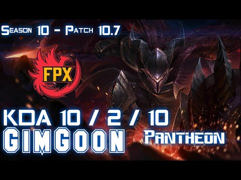 FPX GimGoon PANTHEON vs QIYANA Mid - Patch 10.7 KR Ranked