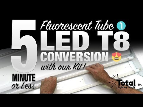 5 minute or less fluorescent tube light to LED T8...