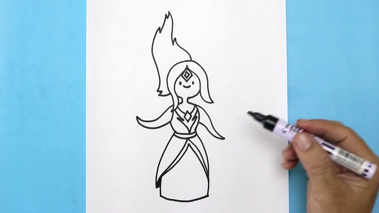 How to DRAW FIRE PRINCESS from Adventure Time step by step