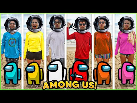 AMONG US NA PRAIA COM TODOS DA CASA!! ( AMONG US NA VIDA REAL ) [ REZENDE EVIL ]