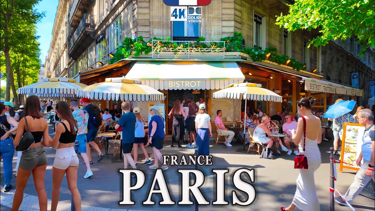 Paris , France | 4K Walk Through Café Corners & Parisian Atmosphere