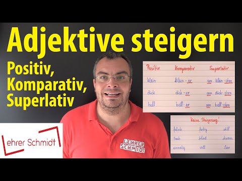 , title : 'Adjektive steigern | Positiv - Komparativ - Superlativ | Lehrerschmidt - einfach erklärt!'