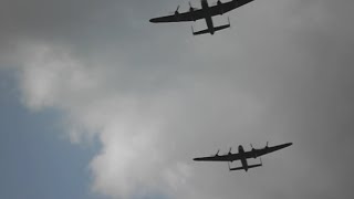 preview picture of video 'Lancaster Bombers flypast at 'Dambusters' Derwent Dam 21/09/2014'