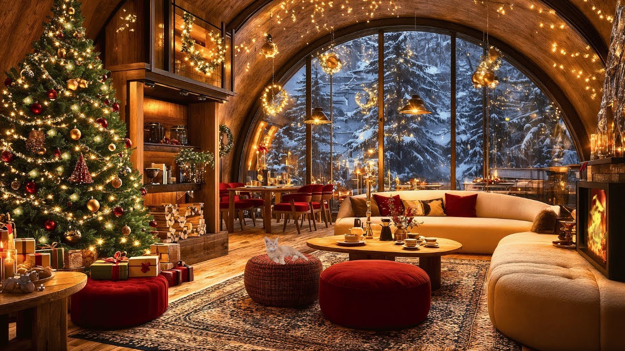 Christmas Jazz Music 🎄 Cozy Fireplace Sounds | Relaxing Instrumental Music for Winter Nights