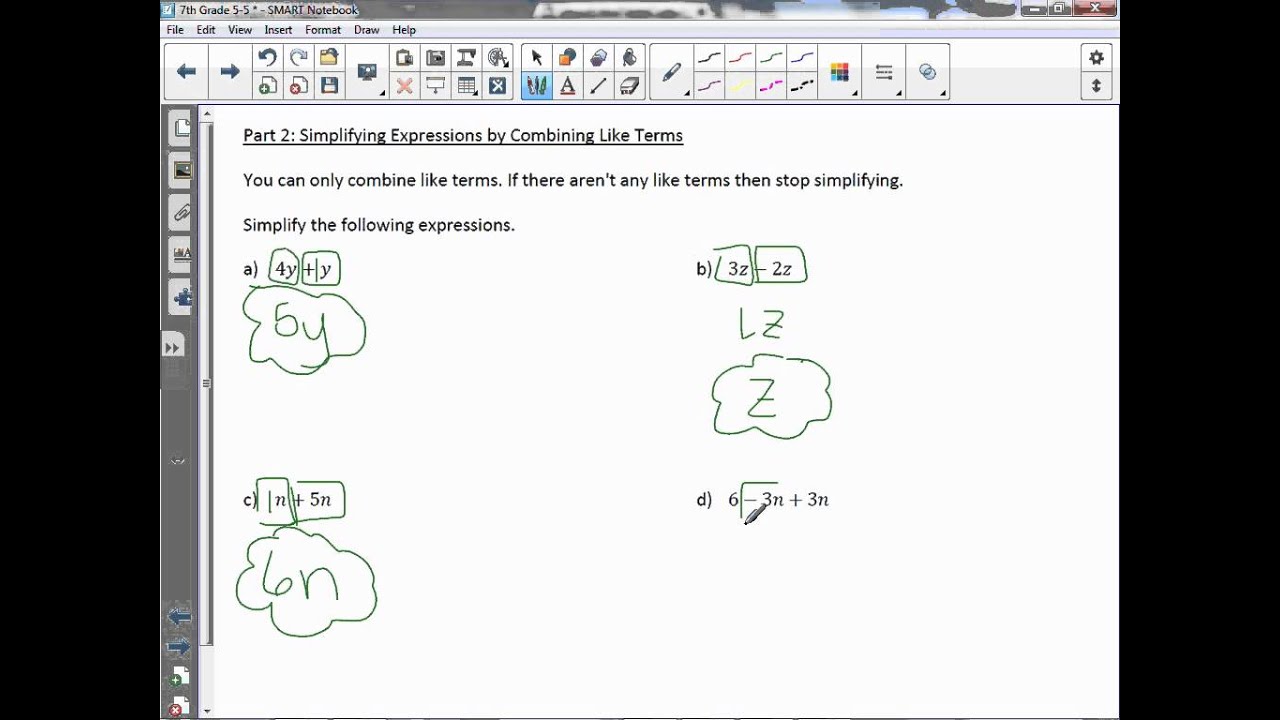 7th Grade 5-5: Simplify Algebraic Expressions