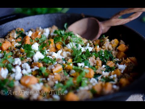 TURKEY SKILLET DINNER SWEET POTATOES AND KALE