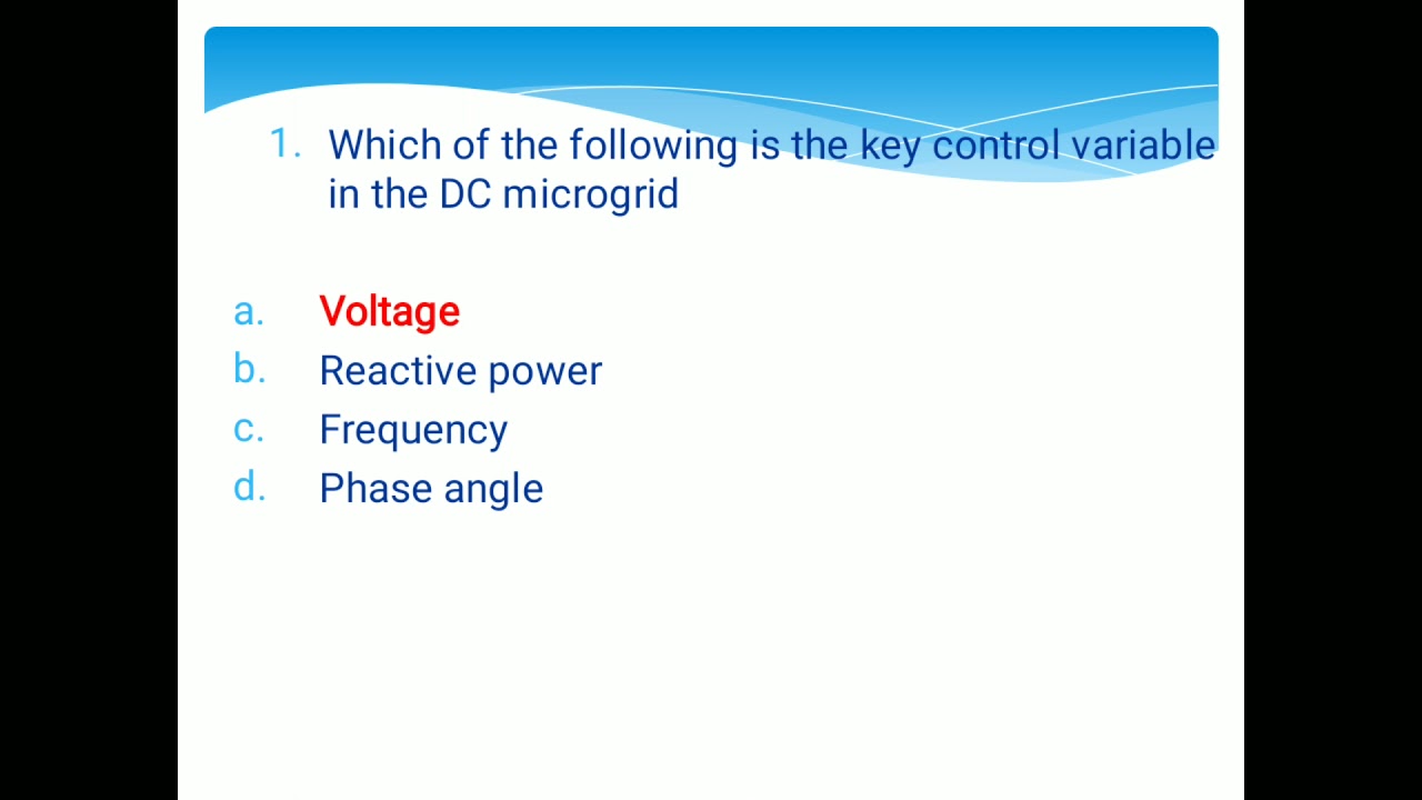 MCQ's on Smart Grid (Microgrid)