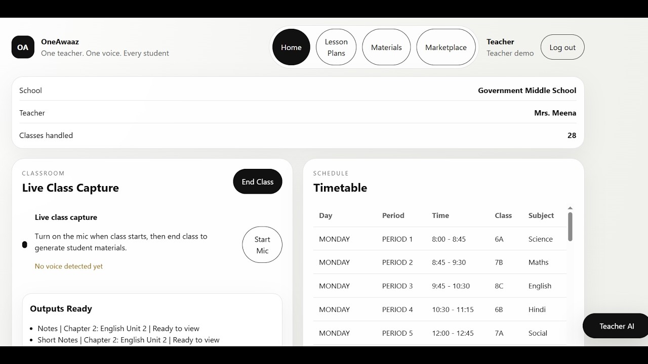 OneAwaaz project preview