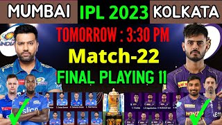 IPL 2023 | Mumbai Indians vs Kolkata Knight Riders Playing 11 | KKR vs MI Playing 11 2023