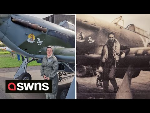 Aussie woman flies in her late grandfather's restored WW2 RAF plane | SWNS