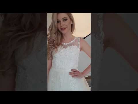 Rochie cununia civila alba cu broderie dantela Video