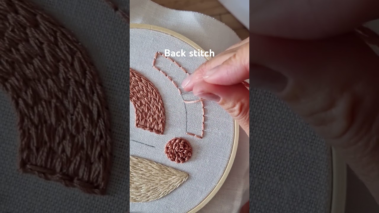 Back Stitch Tutorial 🧵 | Soft Geometry Embroidery Pattern #embroidery #stitch #craft #tutorial #diy