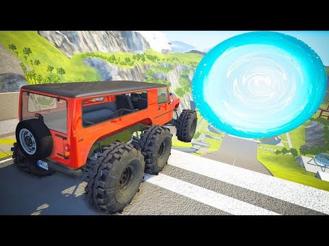 High Speed Jumping into Giant Water Vortex - BeamNG drive