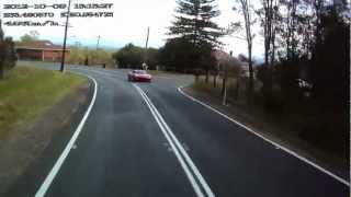 preview picture of video 'Ferrari over centre line Wisemans Ferry Road Maroota NSW'