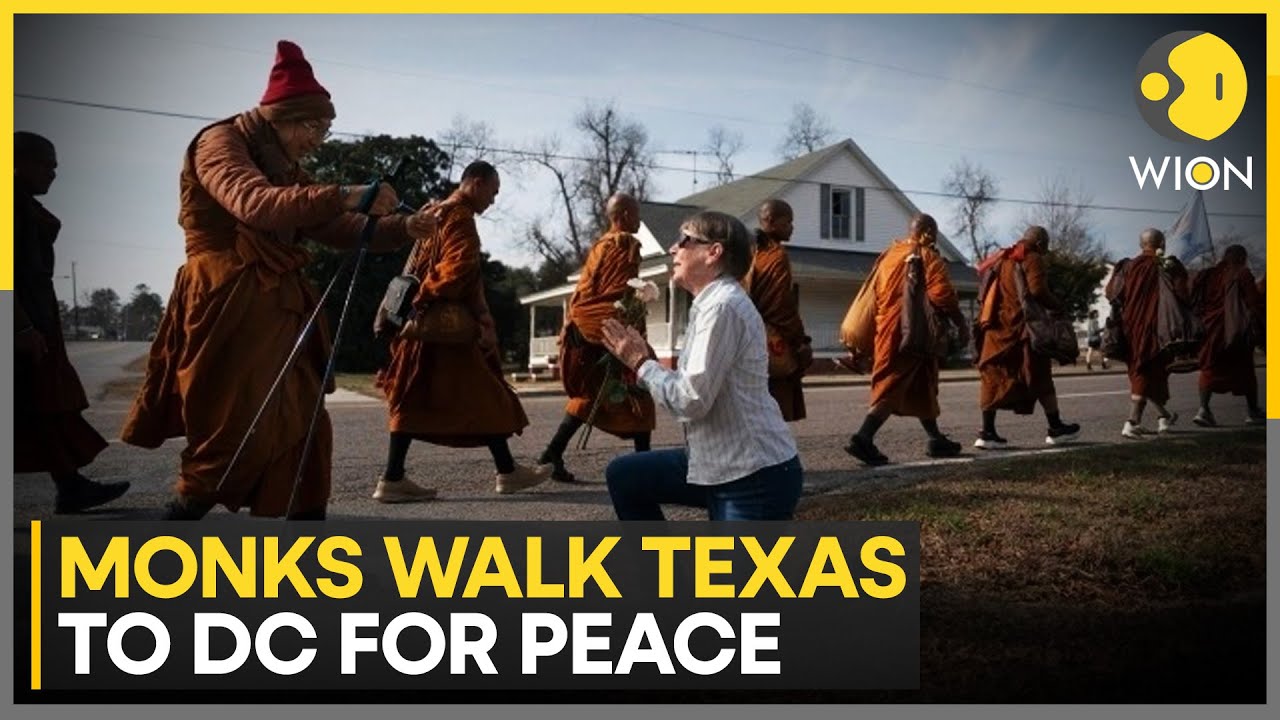 Monks Trek 3700km Barefoot for U.S. Peace Walk | WION