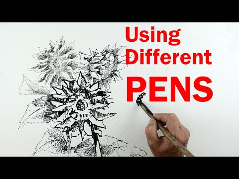 Pen and Ink Beginners PART 4 How to Draw Sunflowers in Pen and Ink Brilliantly