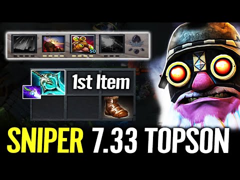 TOPSON Sniper Right Click Build 1st Item Disperser New item 7.33 Dota 2 at 16m