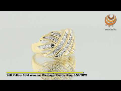 14K Yellow Gold Womens Diamond Cluster Ring 0.50 TDW