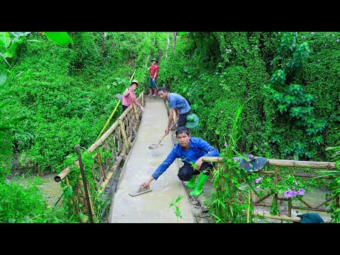 With Dad's Help, the Family Built a Sturdy Concrete Bridge Over the Stream | Family Farm