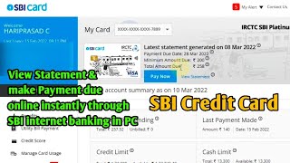 SBI Card Statement // SBI Credit Card bill payment online instantly through SBI internet banking