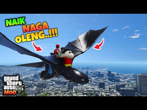 JUNIOR MINI RANGER AND SHINCHAN ARE AFRAID OF RIDING THE WOLF DRAGON - GTA 5 MOD TRANSFORMER