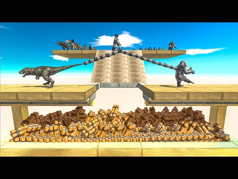 Mutant Primates vs Carnivore Dinosaurs  on Tug of War with Dynamite Animal Revolt Battle Simulator