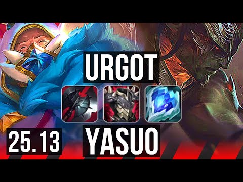 URGOT vs YASUO (TOP) | 1300+ games | KR Master | 25.13