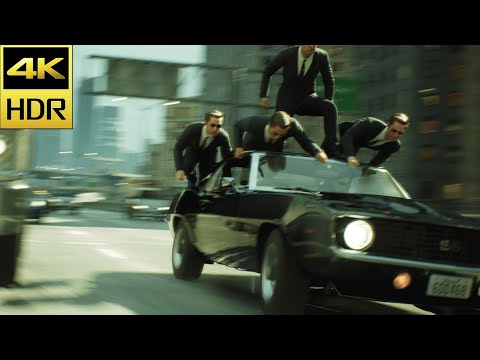 Car Chase Scene - The Matrix Awakens (4K HDR) Neo and Trinity Action Scene form The Matrix
