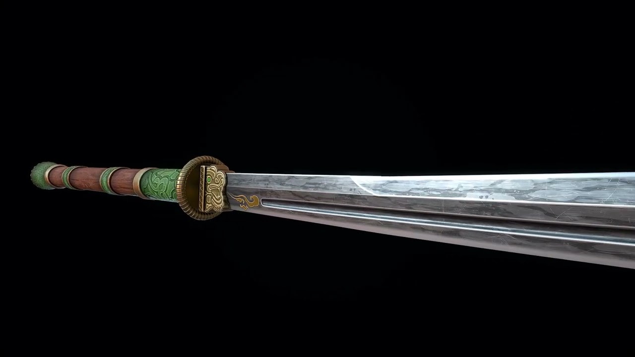 Jade Curved Sword 3D Model