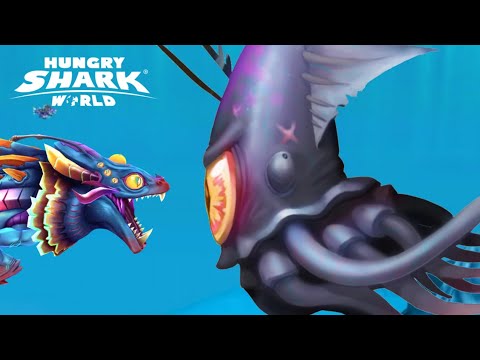 COSMIC ALAN VS COLOSSAL SQUID BOSS (CHIPMUNK SOUND EFFECT) - Hungry Shark World