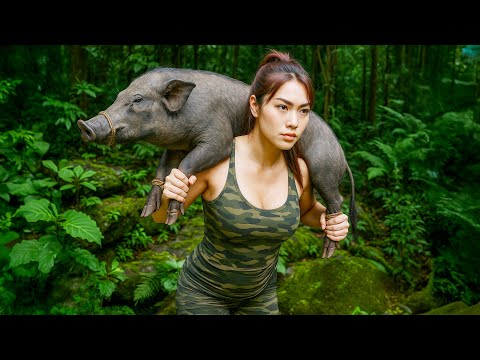 Wild boar falls into trap, female hunter does something unexpected | Bushcraft