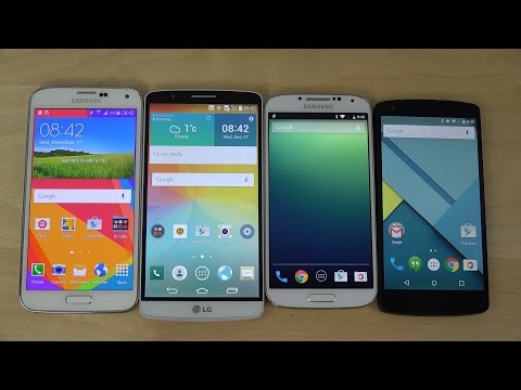 Android 5.0 Lollipop: Samsung Galaxy S5 vs. LG G3 vs. Nexus 5 vs. Galaxy S4 - Which Is Faster? (4K)