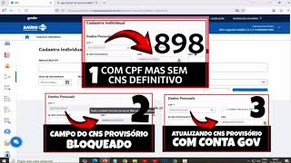 1 - Como Atualizar CNS provisorio Cadastro Individual se Cidadão Tem CPF não tem definitivo? Veja.
