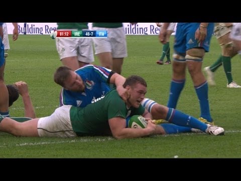 Jack McGrath powers over for great Try - Ireland v Italy 8th March 2014