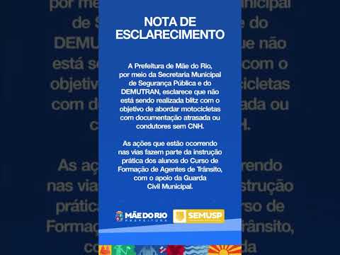 NOTA DE ESCLARECIMENTO DA PREFEITURA DE MÃE DO RIO 11/ 07/2026