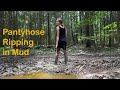 Pantyhose In Mud Girl Barefoot Walking In Mud Ripped Pantyhose In Mud Dirty Nylon Feet 1276
