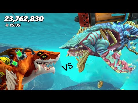 GIANT ALPHA ZOMBIE SHARK vs MELTDOWN SHARK | Hungry Shark Evolution World New Unlocked Shark