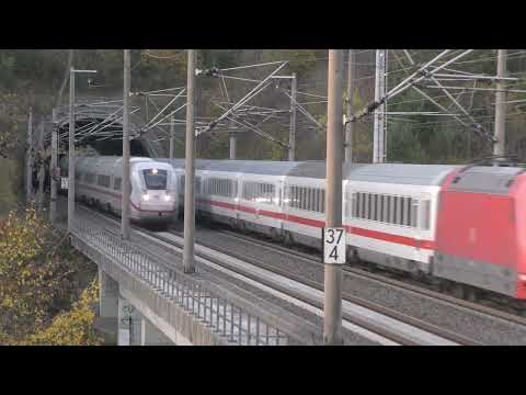 ICE IC Begegnung mit Lokführergruß auf der SFS Hannover Göttingen