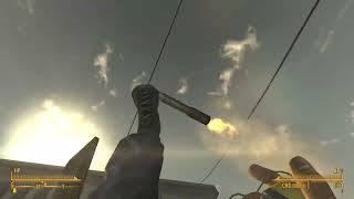 Deranged Courier destroy a Securitron roadblock with his own FOOT