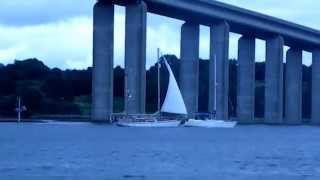 preview picture of video 'Fly-Over caught from under the Orwell Bridge, River Orwell, Ipswich, UK'