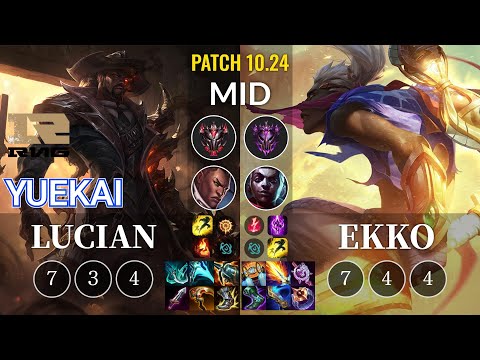RNG yuekai Lucian vs Ekko Mid - KR Patch 10.24