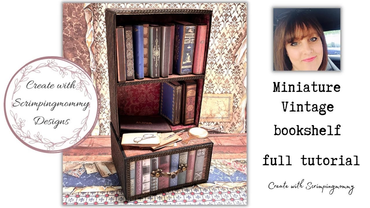 Miniature vintage bookshelf FULL tutorial