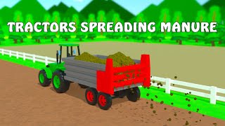 Satisfying Farm Work – Tractors Loading & Spreading Manure  Ambient Farm Sounds