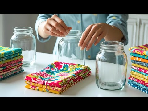 POTES DE VIDRO com TECIDO 💕 3 formas diferentes de decorar com CHITA